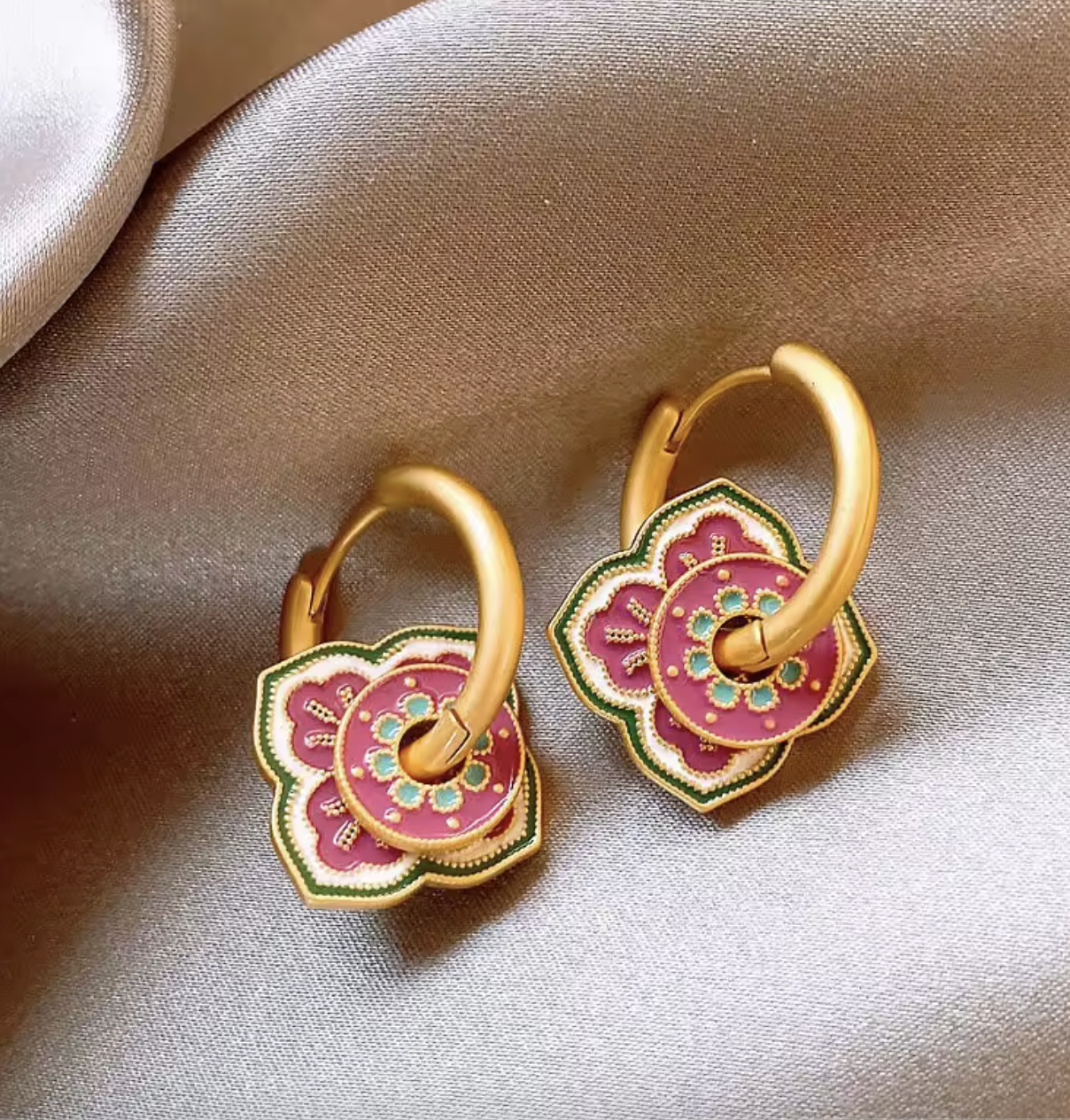 Modern Boho Color Flower Drop Earrings