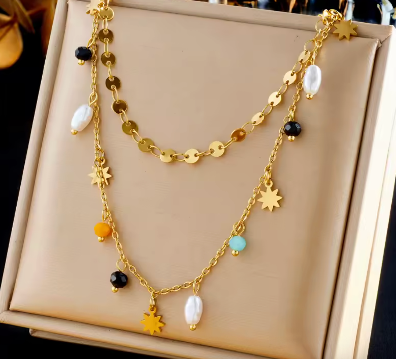 Geometric Pearl Pentacle Necklace