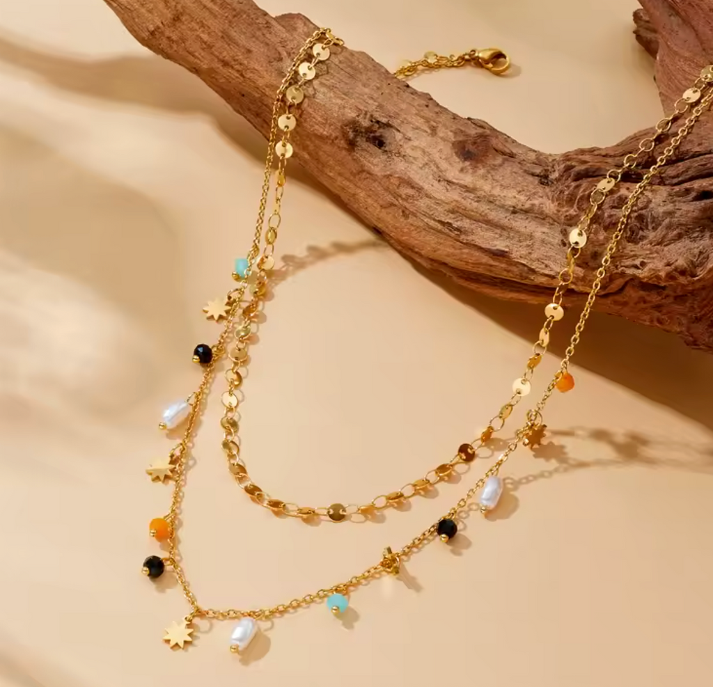 Geometric Pearl Pentacle Necklace