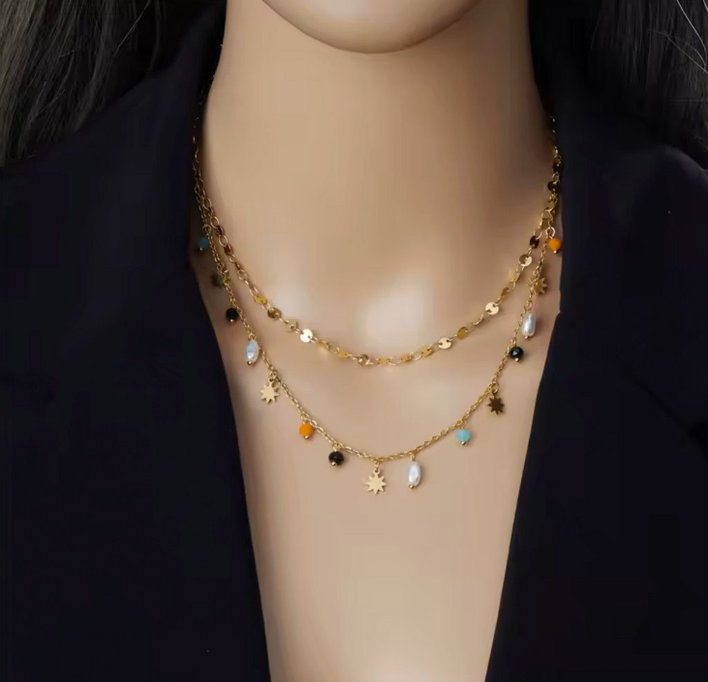 Geometric Pearl Pentacle Necklace