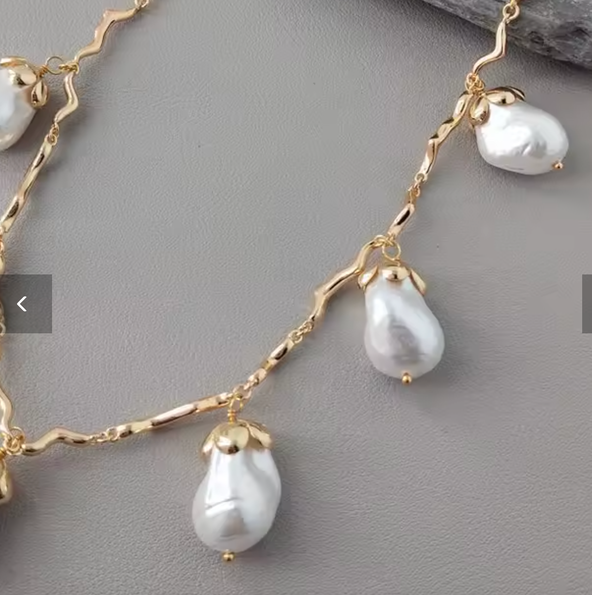Gold Plated Sea Shell Pearl Chain Link Necklace