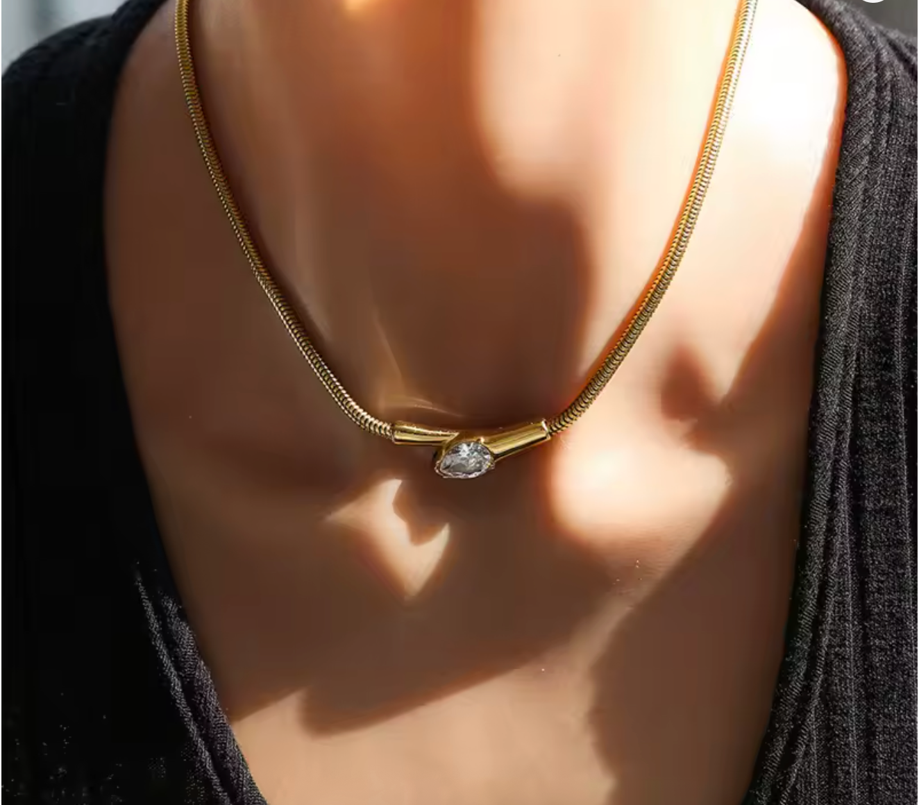 316L Stainless Steel Snake Head Zircon Choker Necklace