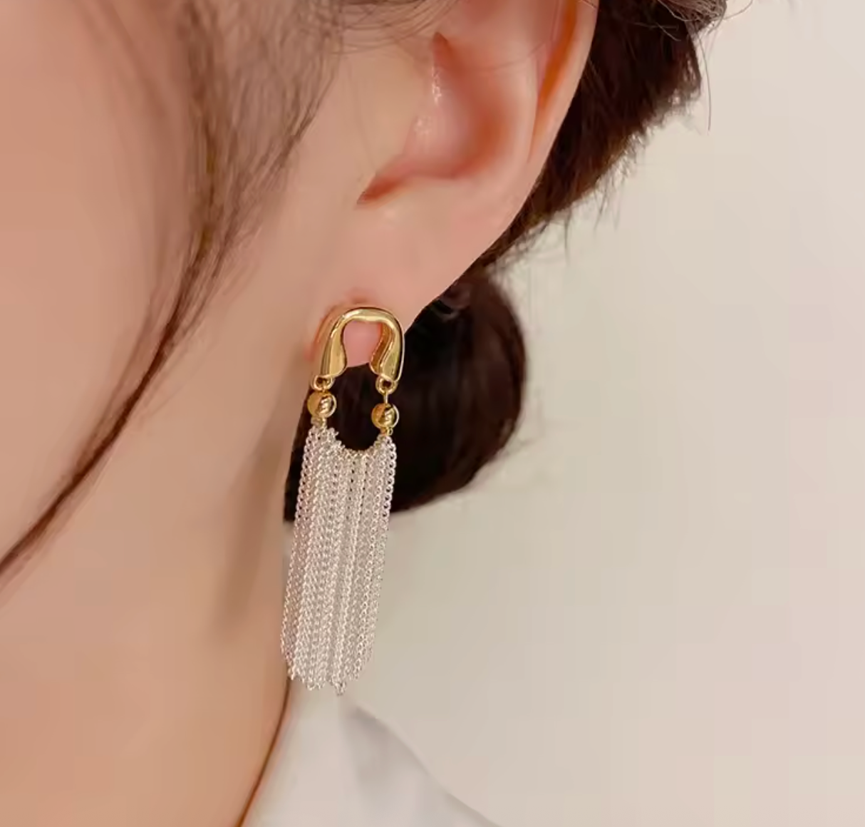 Long Metal Chain Tassel Dangle Earrings