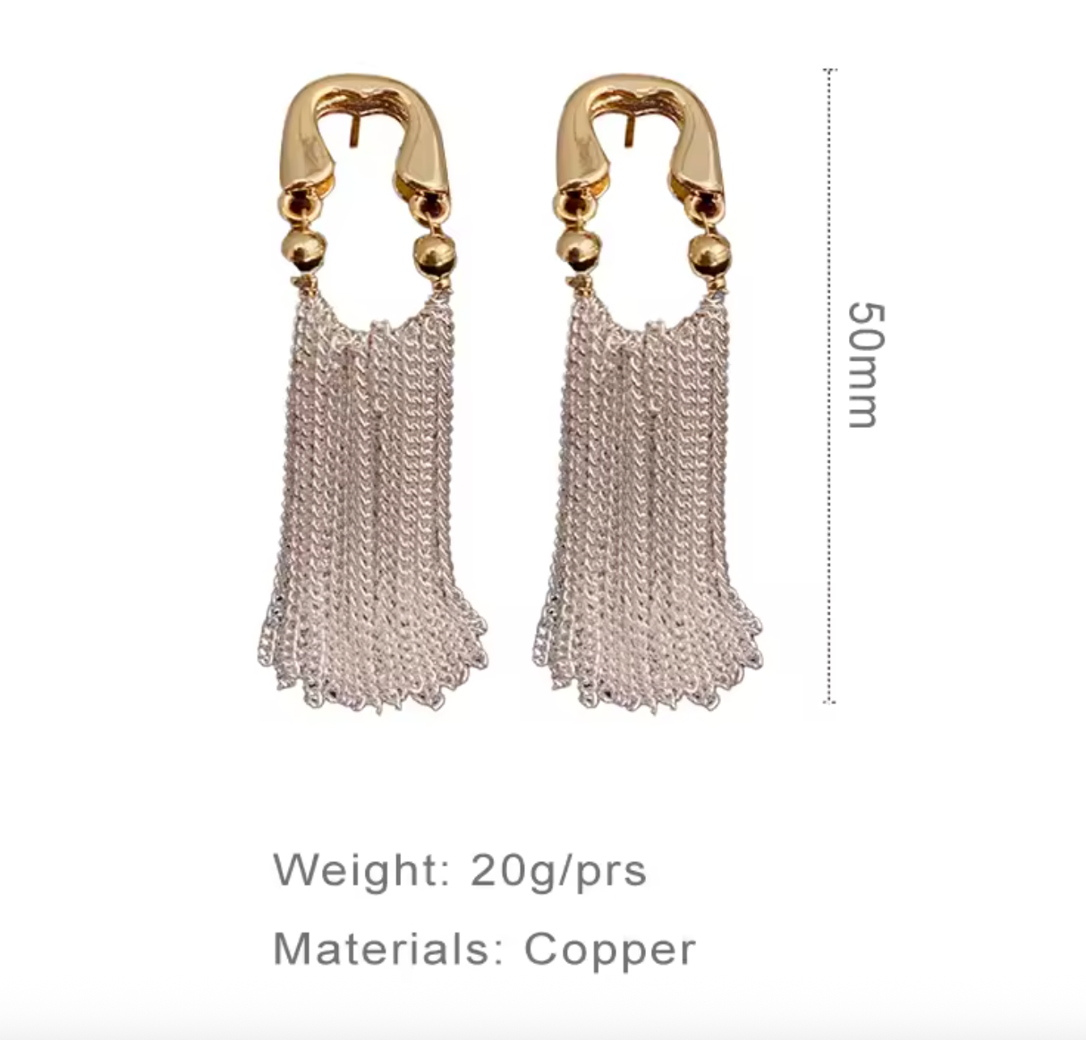 Long Metal Chain Tassel Dangle Earrings