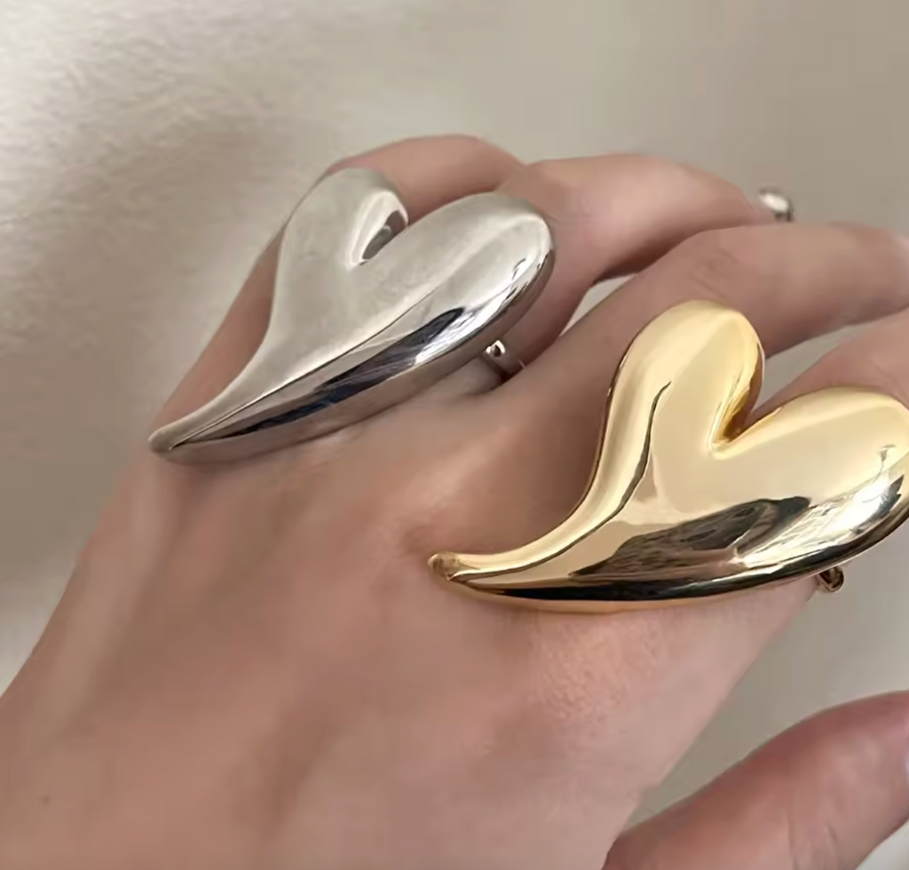 Glossy Irregular Heart Open Ring