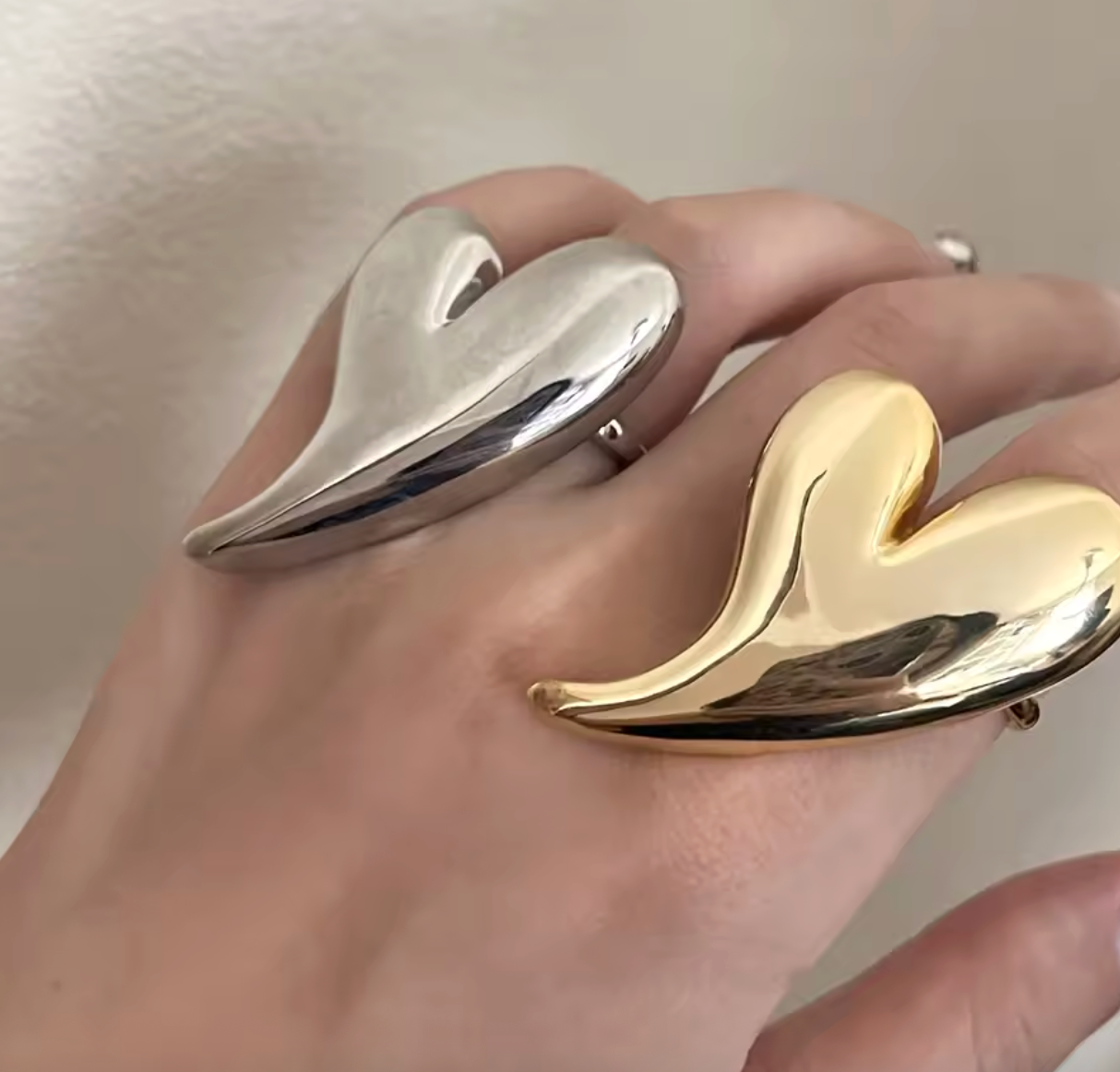 Glossy Irregular Heart Open Ring