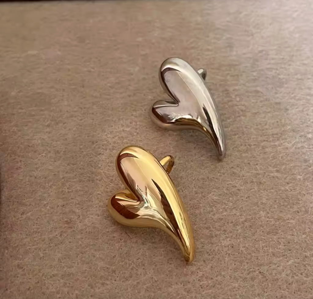 Glossy Irregular Heart Open Ring