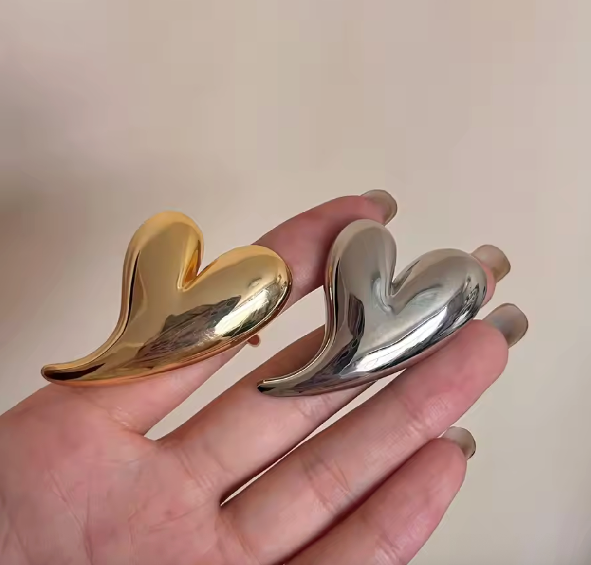 Glossy Irregular Heart Open Ring