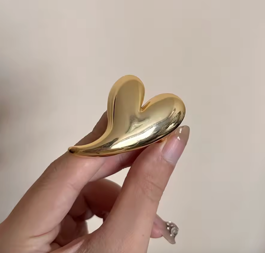 Glossy Irregular Heart Open Ring