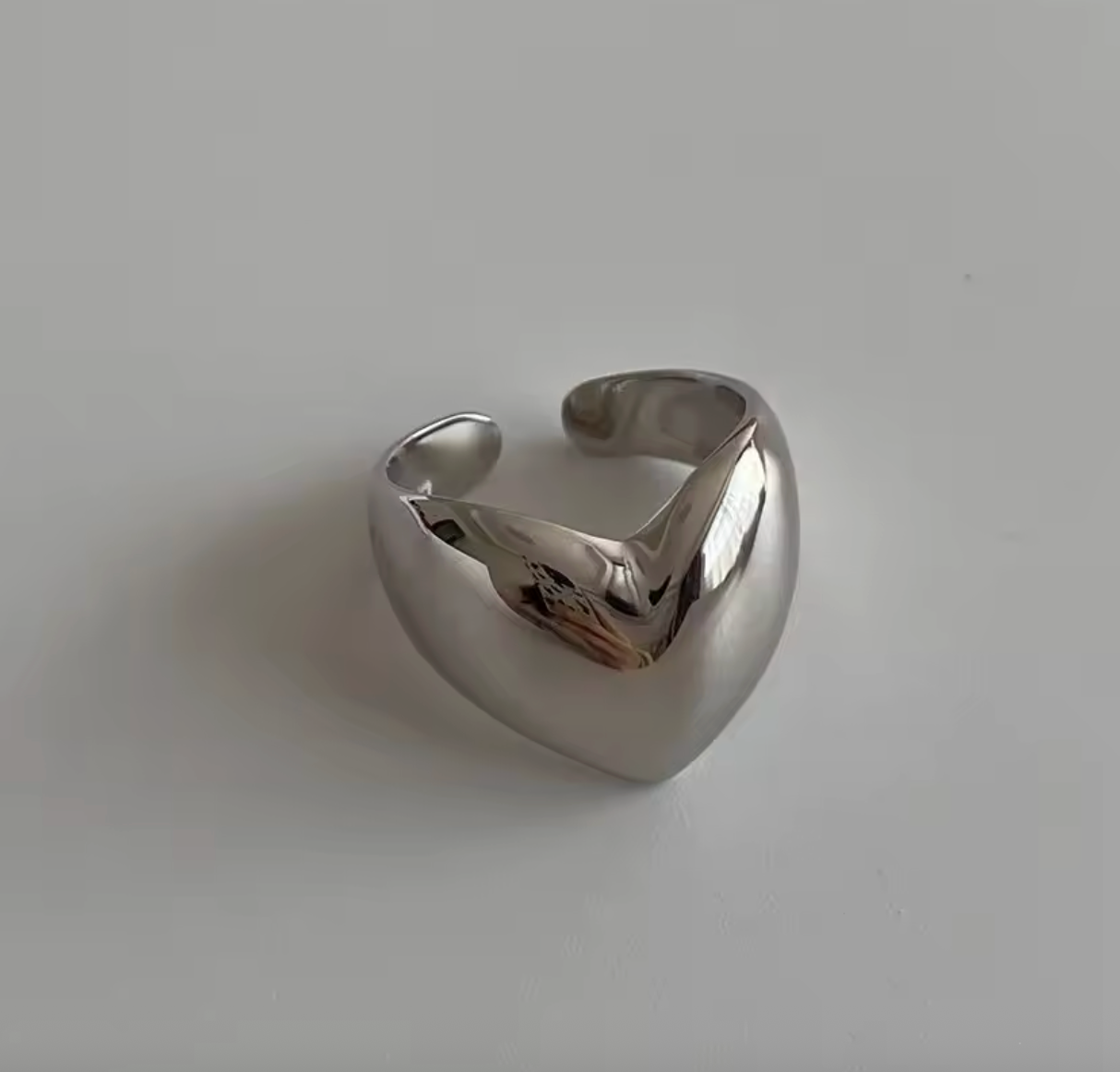 Glossy Irregular Heart Open Ring