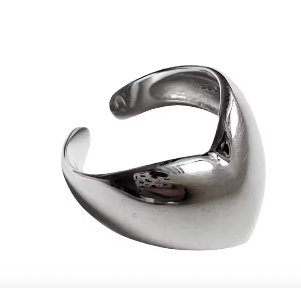 Glossy Irregular Heart Open Ring