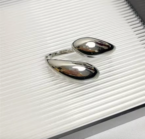 Exaggerated Geometric Water Drop Open Ring